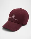 Brunello Cucinelli Leather-strap Cotton Cap In Purple