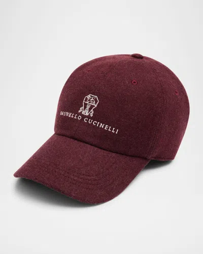BRUNELLO CUCINELLI MEN'S WOOL AND CASHMERE LOGO BASEBALL CAP