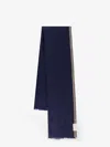 Brunello Cucinelli Cashmere Scarf With Contrasting Profile In Blue
