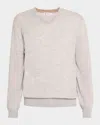 Brunello Cucinelli Men's Wool And Cashmere V-neck Sweater In Grey