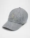 Brunello Cucinelli Men's Wool And Cotton Logo Baseball Cap In Gray
