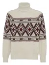 Brunello Cucinelli Men Wool And Silk Turtle-neck Jumper In Multi