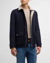 Brunello Cucinelli Men's Wool Blend Car Coat In Navy