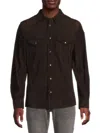 Brunello Cucinelli Man Shirt Dark Brown Size M Leather In Dark Brown