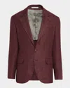 Brunello Cucinelli Men's Wool-blend Traditional Sport Coat In Burgundy