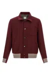 Brunello Cucinelli Wool Bomber Jacket Puffer Jackets Bordeaux In Multi