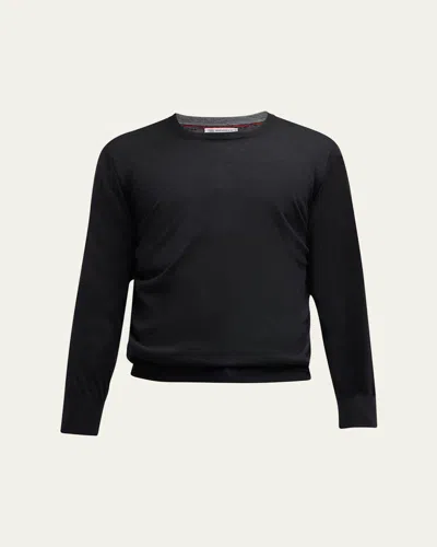 Brunello Cucinelli Men's Wool-cashmere Crewneck Sweater In Black