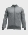Brunello Cucinelli Men's Wool-cashmere Full-zip Sweater In Dark Grey