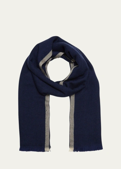 Brunello Cucinelli Men's Wool-cashmere Scarf In Blue