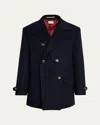 Brunello Cucinelli Men's Wool Double-breasted Maxi-lapel Peacoat In Blue