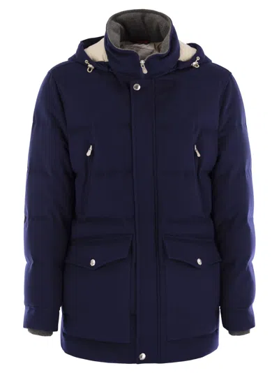 BRUNELLO CUCINELLI BRUNELLO CUCINELLI MEN WOOL DOWN JACKET WITH DETACHABLE HOOD