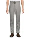Brunello Cucinelli Men's Wool Drawstring Trousers In Pearl Grey