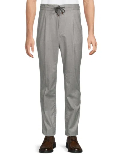 Brunello Cucinelli Men's Wool Drawstring Trousers In Pearl Grey