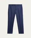 Brunello Cucinelli Men's Wool Flannel Flat-front Pants In Blue
