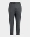 Brunello Cucinelli Men's Wool Flannel Flat-front Pants In Gray