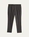 Brunello Cucinelli Men's Wool Flannel Single-pleated Pants In Black