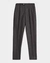 Brunello Cucinelli Men's Wool Flannel Single-pleated Pants In Black