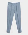 Brunello Cucinelli Men's Wool Flannel Single-pleated Pants In Blue