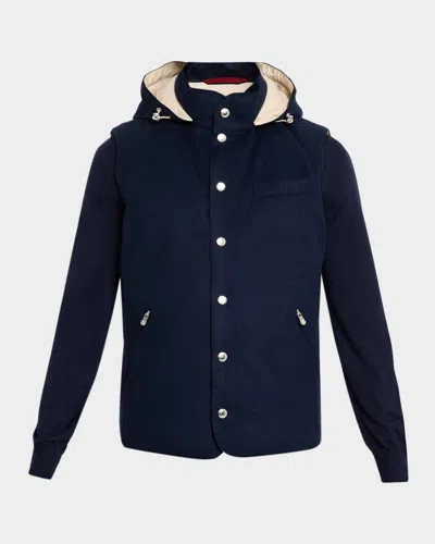 Brunello Cucinelli Men's Wool Flannel Vest In Blue