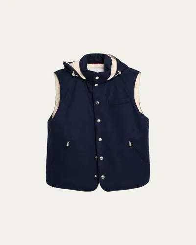 Brunello Cucinelli Men's Wool Flannel Vest In Blue