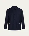 Brunello Cucinelli Men's Wool Full-zip Travel Jacket In Ocean Blue