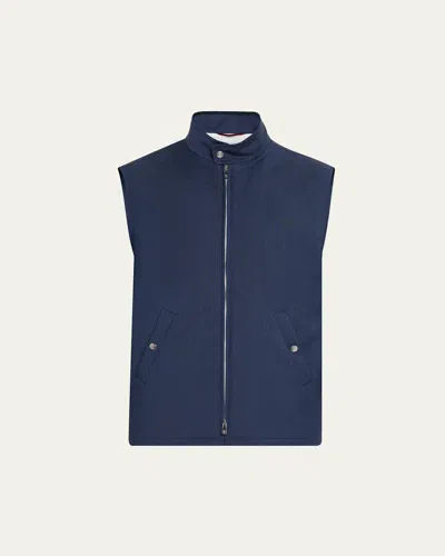 Brunello Cucinelli Men's Wool Full-zip Vest In Denim Blue