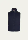 Brunello Cucinelli Men's Wool Padded Full-zip Vest In Blue