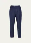 Brunello Cucinelli Straight-leg Pleated Wool-flannel Trousers In Blue