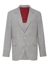 Brunello Cucinelli Deconstructed Jacket With Prince Of Wales Pattern In Gray