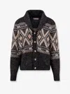Brunello Cucinelli Geometric Jacquard Cardigan Sweaters And Cardigans Multicolor In Black