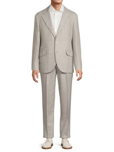 Brunello Cucinelli Men's Wool-silk-linen Modern-fit Suit In Gray