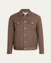 Brunello Cucinelli Men's Wool Snap-front Trucker Jacket In Bark