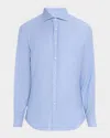 Brunello Cucinelli Men's Woven Oxford Spread-collar Sport Shirt In Blue