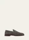 BRUNELLO CUCINELLI MEN'S WOVEN SUEDE PENNY LOAFERS
