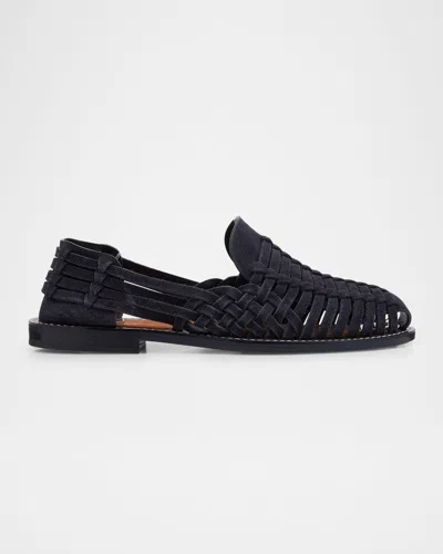 BRUNELLO CUCINELLI MEN'S WOVEN SUEDE SANDALS