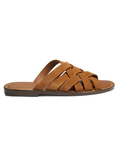 Brunello Cucinelli Men's Woven Suede Sandals In Brown