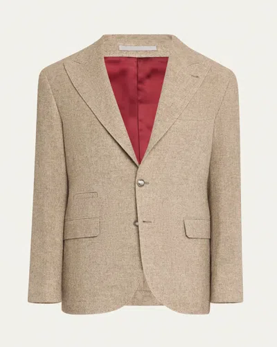 Brunello Cucinelli Men's Yak Wool Single-breasted Sport Coat In Light Brown