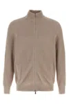 Brunello Cucinelli Collar Zip Cardigan Ribbed Texture In Neutral