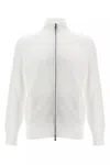 Brunello Cucinelli Collar High Zip Cardigan With Side Pockets In White