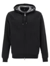 Brunello Cucinelli Zip Hoodie Sweatshirt Blue In Black