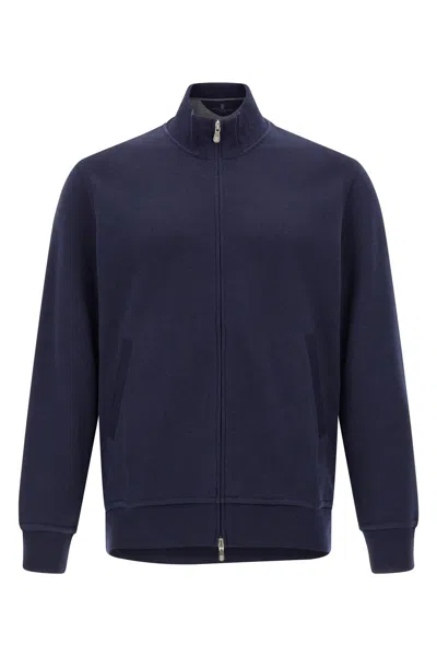 Brunello Cucinelli Men Zip Sweatshirt In Blue