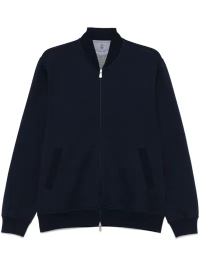Brunello Cucinelli Men Zip-up Sweatshirt In Blue