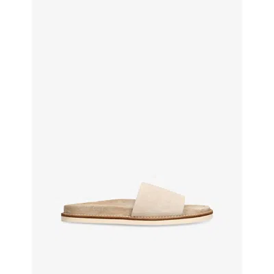 Brunello Cucinelli Mens Beige Single-strap Slip-on Suede Sandals