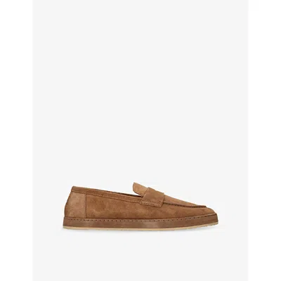 Brunello Cucinelli Mens  Slip-on Suede Loafers In Brown