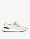Brunello Cucinelli Mens Brand-embossed Knitted Low-top Trainers Beige In Neutral
