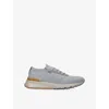 Brunello Cucinelli Low Slip-on Stretch Wool Knit Sneakers With Rubber Sole In Gray