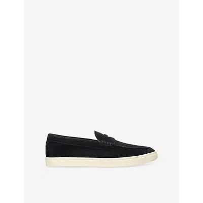BRUNELLO CUCINELLI MENS BRUNELLO CUCINELLI HYBRID LOGO-EMBROIDERED SUEDE PENNY LOAFERS