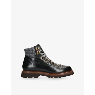 BRUNELLO CUCINELLI MENS BRUNELLO CUCINELLI FELT-TRIM LEATHER ANKLE BOOTS
