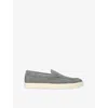 Brunello Cucinelli Chevron Embossed Suede Loafer In Grey/dark