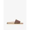 Brunello Cucinelli Suede Slide With Logo Print In Grey/dark
